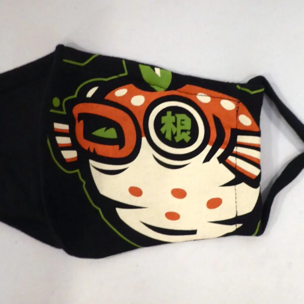NEW SUMOFISH BRAND BLACK CLOTH FACE MASK FULL COLOR SCREEN PRINT FISH ADULT SIZE